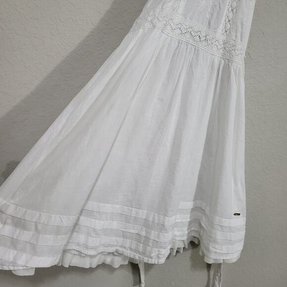 Dzarm White Halter Mini Dress Womens Small Summer Sundress Beachy Boho Cottage - Picture 8 of 11